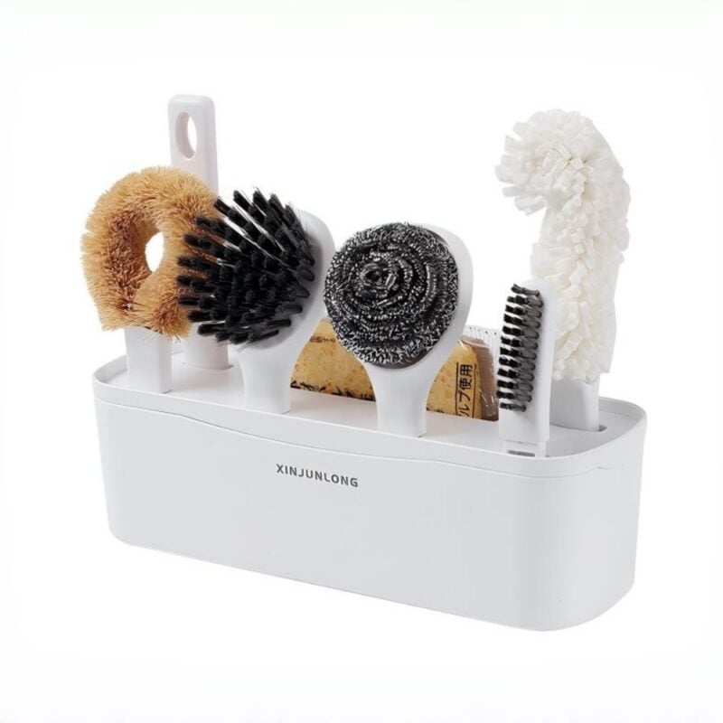 juego de cepillos de limpieza de cocina intercambiables con soporte
